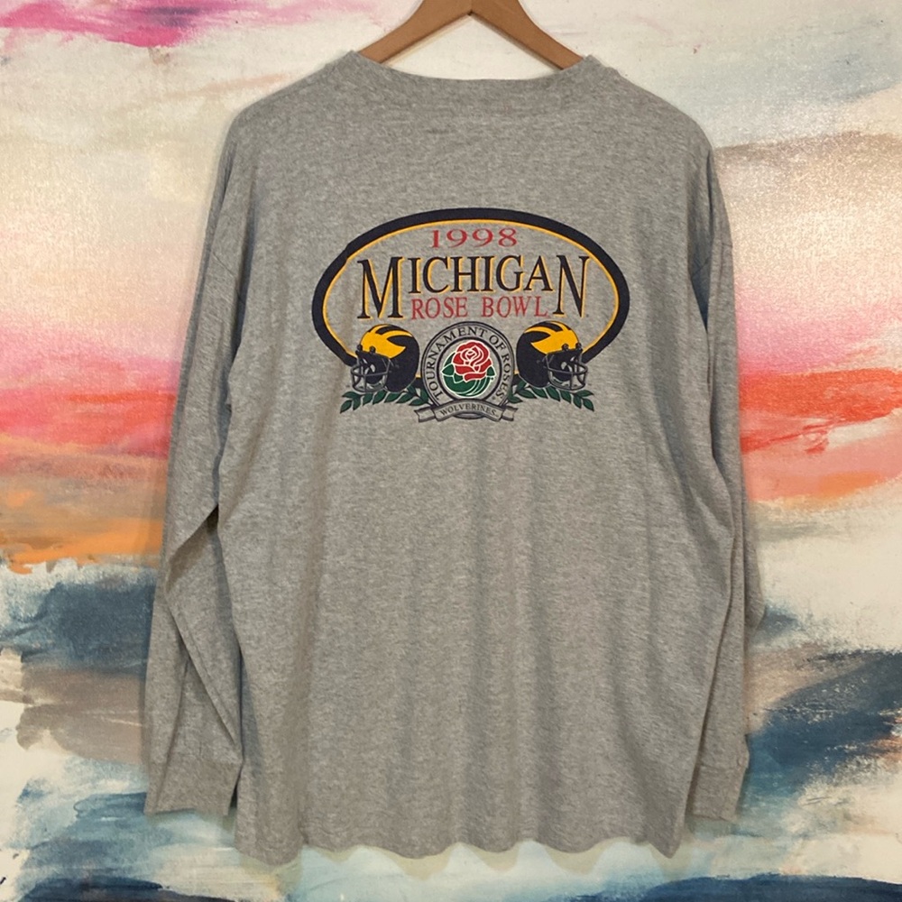 🔥VINTAGE🔥1998 F/B Michigan Rose Bowl Cotton Blend Long Sleeve Shirt. - Picture 2 of 5